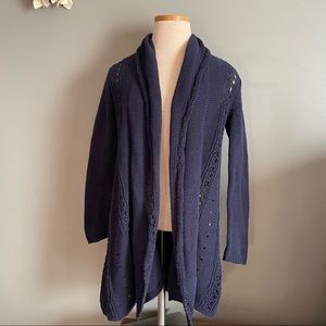 Anthropologie Navy Cardigan Angel of the North